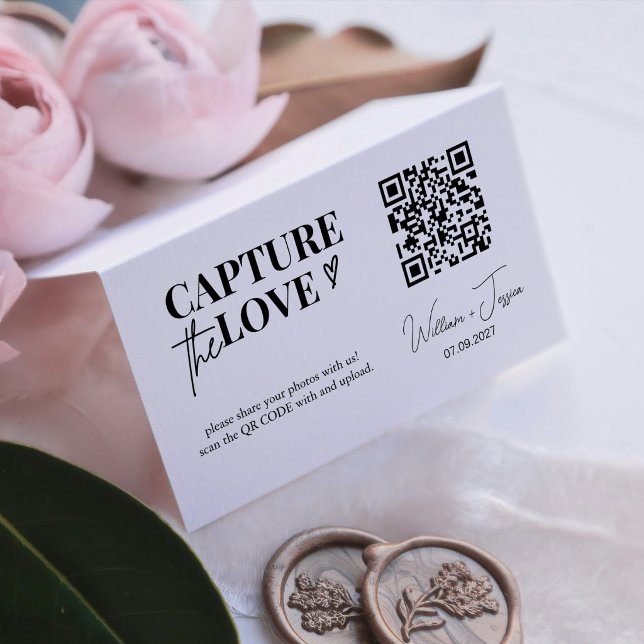 Modern Script Capture The Love QR code card (Creator Uploaded)