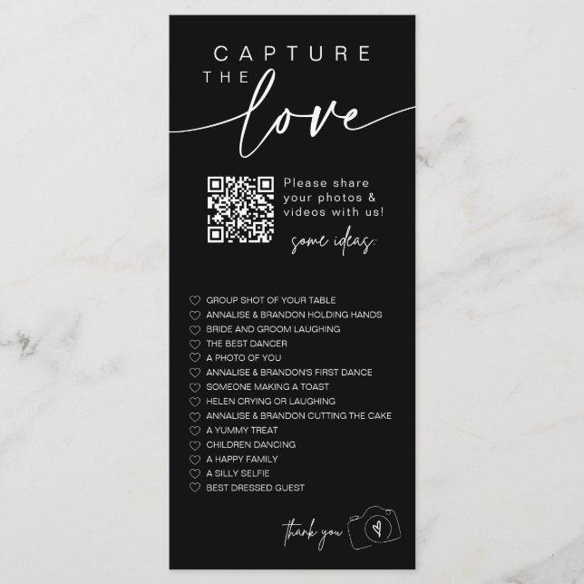 Modern Script Capture The Love QR CODE Card (Front)