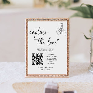 Modern Script Capture The Love QR code  Pedestal Sign