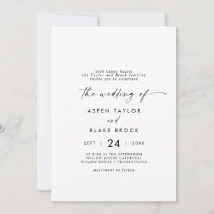 Modern Script Casual Both Parents Hosting Wedding Invitation