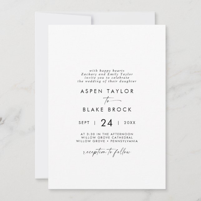 Modern Script Casual Brides Parents Wedding Invitation (Front)