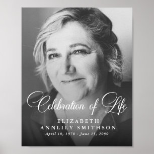 Modern Script Celebration of Life Memorial Photo Poster