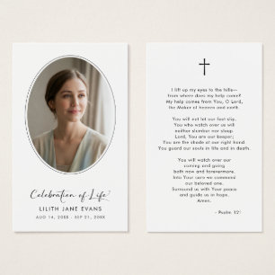 Modern Script Celebration of Life Prayer Card