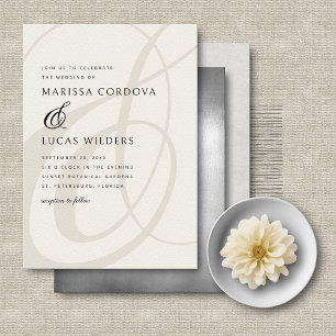 Modern Script Champagne Ampersand Wedding Invitation