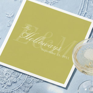 Modern Script Chartreuse Monogram Wedding Napkin