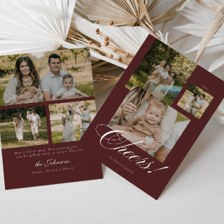 Modern Script Cheers Christmas 6 Photos Holiday Card