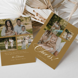 Modern Script Cheers Christmas 6 Photos Holiday Card