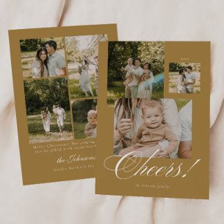 Modern Script Cheers Christmas 7 Photos Holiday Card
