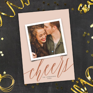 Modern Script Cheers New Year Holiday Photo Card