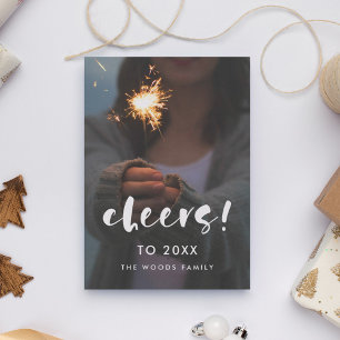 Modern script Cheers to 2025 New Year's photo Holiday Card