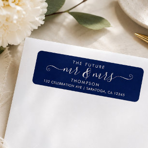 Modern Script Chic Future MR and MRS Navy Blue