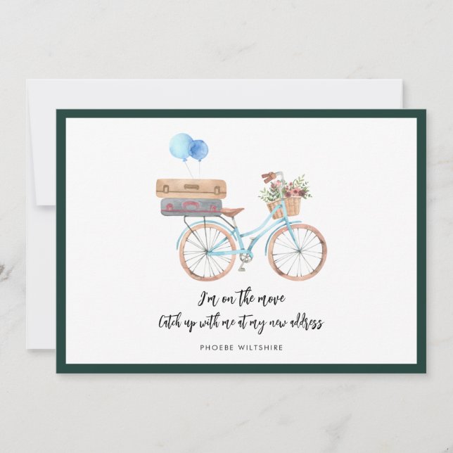 Modern Script Chic Watercolor Moving Announcement (Front)