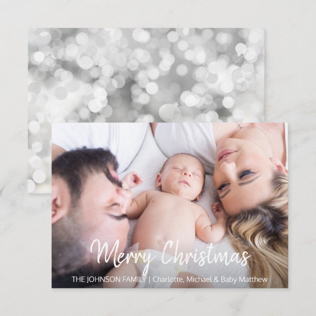 Modern Script Christmas Holiday Family | PHOTO Invitation (Front/Back)