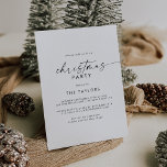 Modern Script Christmas Party Invitation<br><div class="desc">This modern script Christmas party invitation card is perfect for a minimalist holiday event. The simple black and white design features unique industrial lettering typography with modern boho style. Customizable in any colour.</div>