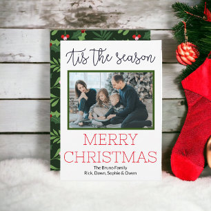 Modern Script Christmas Photo Year in Review Holiday Card