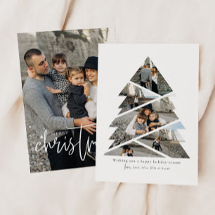 Modern Script Christmas Tree - 6 Photo Collage Holiday Card