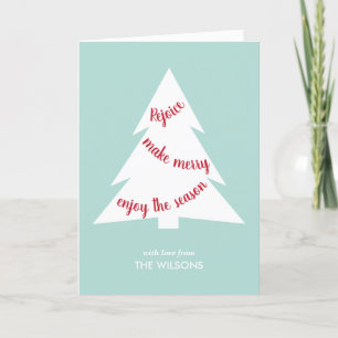 Modern Script Christmas Tree Mint Green Your Photo Holiday Card