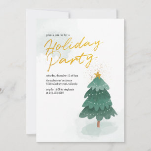Modern Script Christmas Tree Party Invitation
