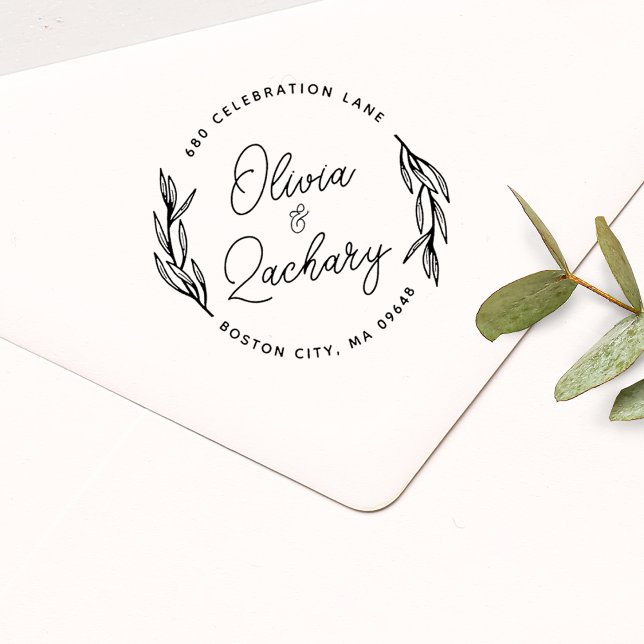 Modern Script Circular Wedding Address Rubber Stamp (Modern Script Circular Wedding Address Rubber Stamp)