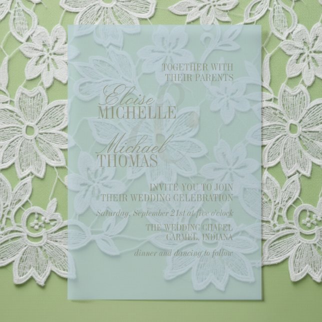 Modern Script Citrus Blue Formal Wedding Vellum Invitations (Modern Script Citrus Blue Formal Wedding Vellum Invitations)