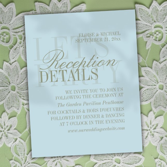 Modern Script Citrus Blue Wedding Details Enclosure Card (Invite guest to plan join the reception of your big day with this Modern Script Citrus Blue Card!)