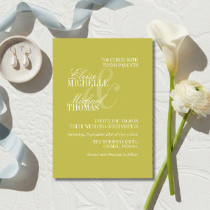 Modern Script Citrus Green Formal Wedding Invitation
