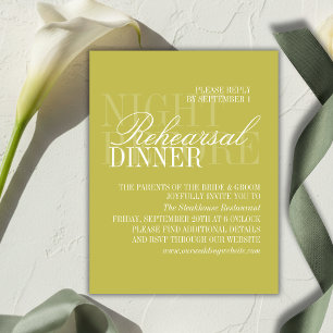 Modern Script Citrus Green Wedding Rehearsal Enclosure Card