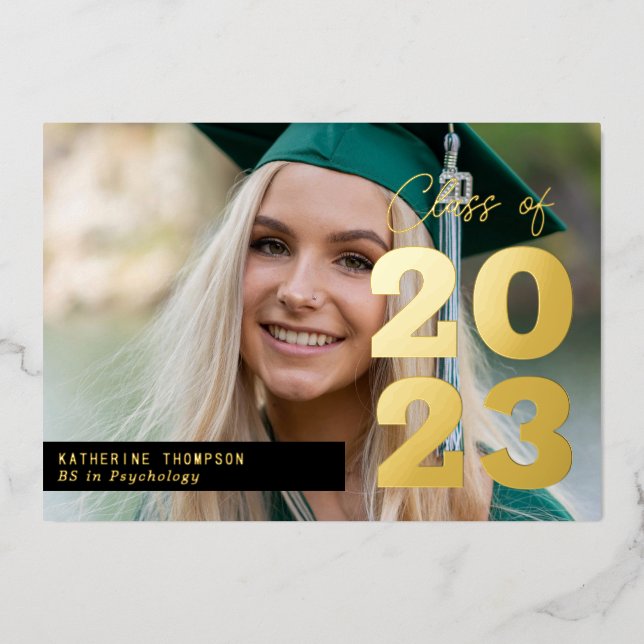 Modern Script Class Graduation Photo Announcement (Front)