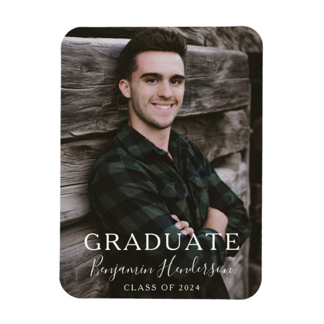 Modern Script Class Of 2022 Graduation Photo Magnet (Vertical)