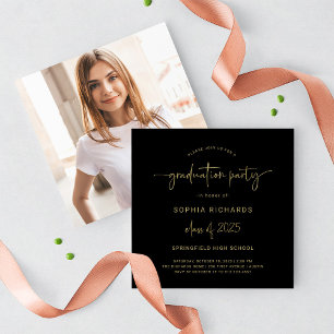 Modern Script Class of 2025 Photo Graduation Party Invitation