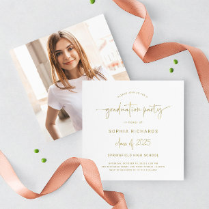 Modern Script Class of 2025 Photo Graduation Party Invitation