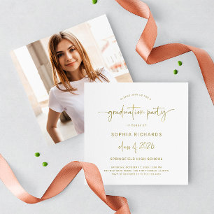 Modern Script Class of 2026 Photo Graduation Party Invitation
