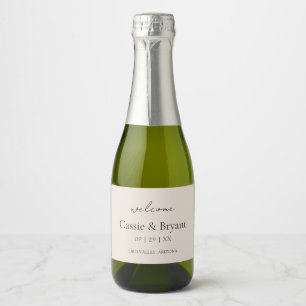 Modern Script Classic Elegant Wedding Welcome Gift Sparkling Wine Label