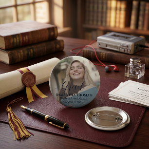 Modern Script Classic Photo Graduate Commencement 1 Inch Round Button