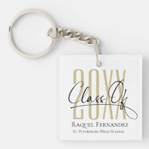 Modern Script Collage Graduation Party Keychain