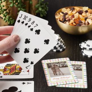 Modern Script Colorful Grid Happy Holidays Photo Playing Cards