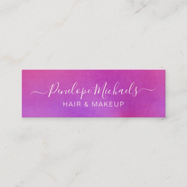 Modern Script Colourful Watercolor Mini Business Card (Front)