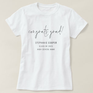 Modern Script Congrats Grad Name 2024 Graduation  T-Shirt