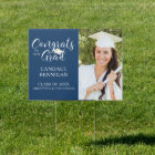 Modern Script CONGRATS GRAD Photo Blue Graduation