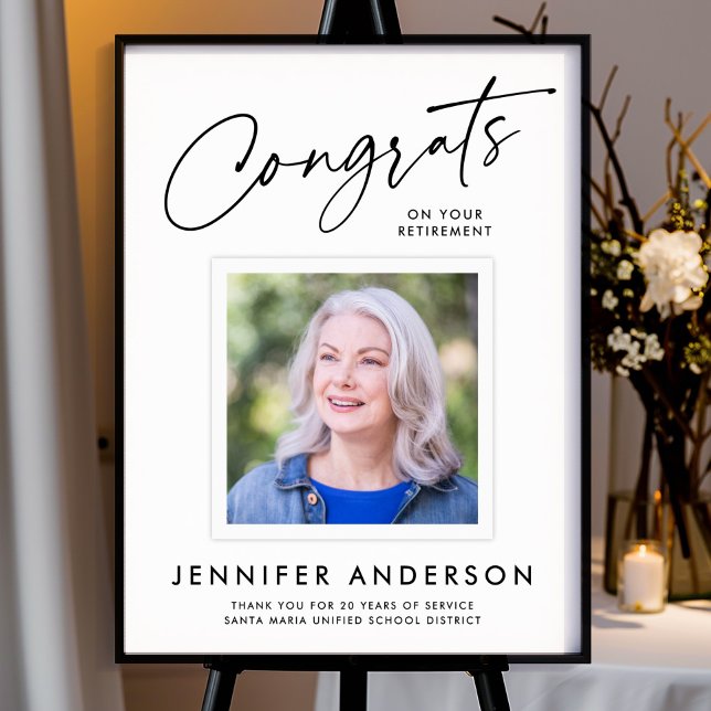Modern Script Congrats Retirement Party Photo Poster (Creator Uploaded)