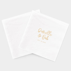 Modern Script Couples Name Custom Wedding  Foil Napkins