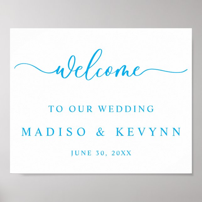 Modern Script Couples Names Wedding Welcome Sign (Front)