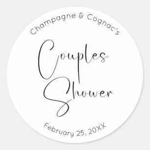 Modern Script Couples Shower Classic Round Sticker