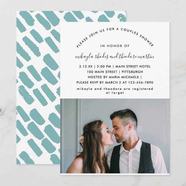Modern Script Couples Shower Photo Invitation (Front/Back)