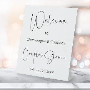 Modern Script Couples Shower Welcome Pedestal Sign