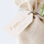 Modern Script | Cream Gold Holiday Family Holiday Gift Tags<br><div class="desc">These modern script cream and gold holiday family holiday gift tags are perfect for a minimalist holiday present. The simple yellow gold and ivory cream design features unique industrial lettering typography with modern boho style. Customizable in any colour. Personalize them with your name.</div>