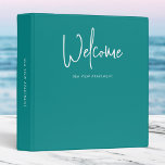 Modern Script Custom Color Minimalist Welcome Binder<br><div class="desc">Welcome minimalist binder to file all the important information for your guests featuring the word "welcome" in modern script against an editable background color (click "customize it" and change the background color of each side). This versatile binder can be used for vacation homes, vacation rentals, bed and breakfasts, etc. Personalize...</div>