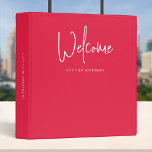 Modern Script Custom Color Minimalist Welcome Binder<br><div class="desc">Welcome minimalist binder to file all the important information for your guests featuring the word "welcome" in modern script against an editable background color (click "customize it" and change the background color of each side). This versatile binder can be used for vacation homes, vacation rentals, bed and breakfasts, etc. Personalize...</div>