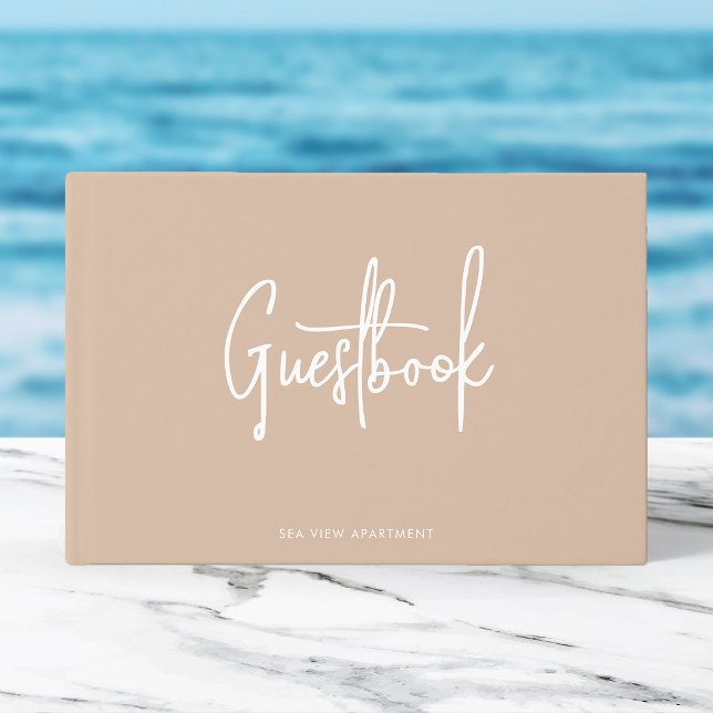 Modern Script Custom Colour Minimalist Guest Book (Creator Uploaded)