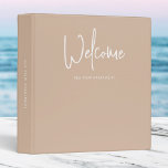 Modern Script Custom Colour Minimalist Welcome Binder<br><div class="desc">Welcome minimalist binder to file all the important information for your guests featuring the word "welcome" in modern script against an editable background colour (click "customize it" and change the background colour of each side). This versatile binder can be used for vacation homes, vacation rentals, bed and breakfasts, etc. Personalize...</div>